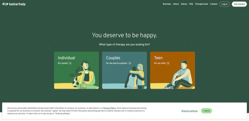 BetterHelp homepage